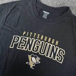 Reebok Pittsburgh‎ Penguins NHL Hockey T-Shirt Mens Large Black Gold